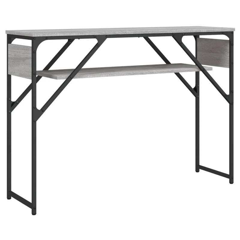 Table console avec étagère 105 x 30 x 75 cm bois d'ingénierie gris et métal DEC031654