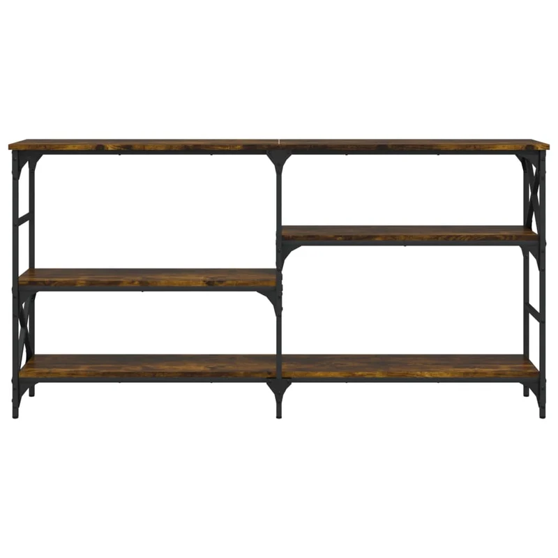 Table console d'entrée fonctionnel et stylé avec étagères 150 x 29 x 76,5 cm bois d'ingénierie et métal DEC031787
