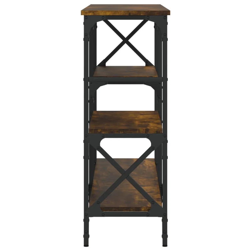 Table console d'entrée fonctionnel et stylé avec étagères 150 x 29 x 76,5 cm bois d'ingénierie et métal DEC031787