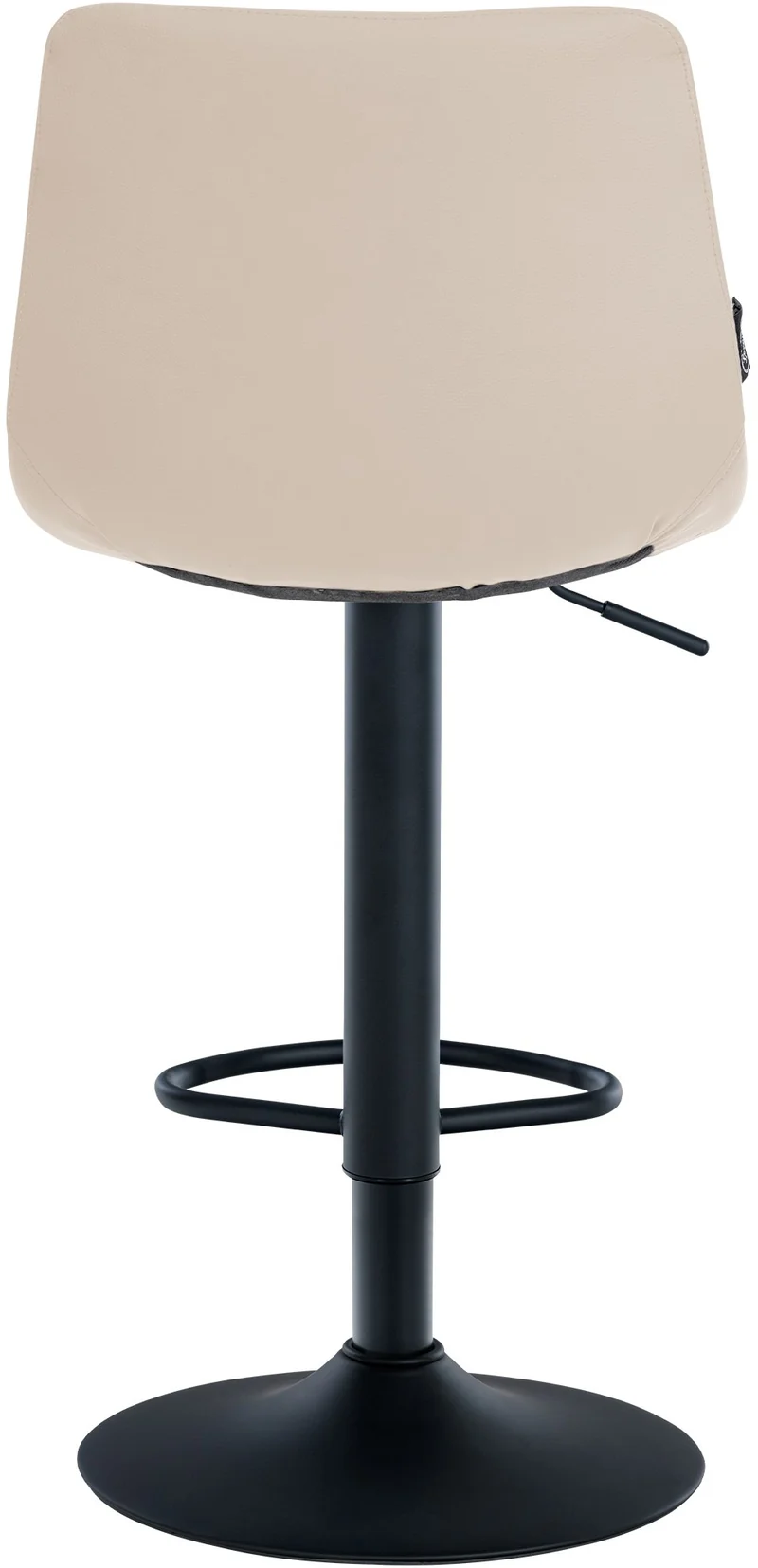 Tabouret de bar x1 moderne en PVC crème motif matelassé piètement trompette métal noir 10_0006274