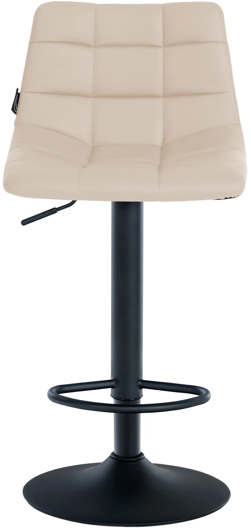 Tabouret de bar x1 moderne en PVC crème motif matelassé piètement trompette métal noir 10_0006274