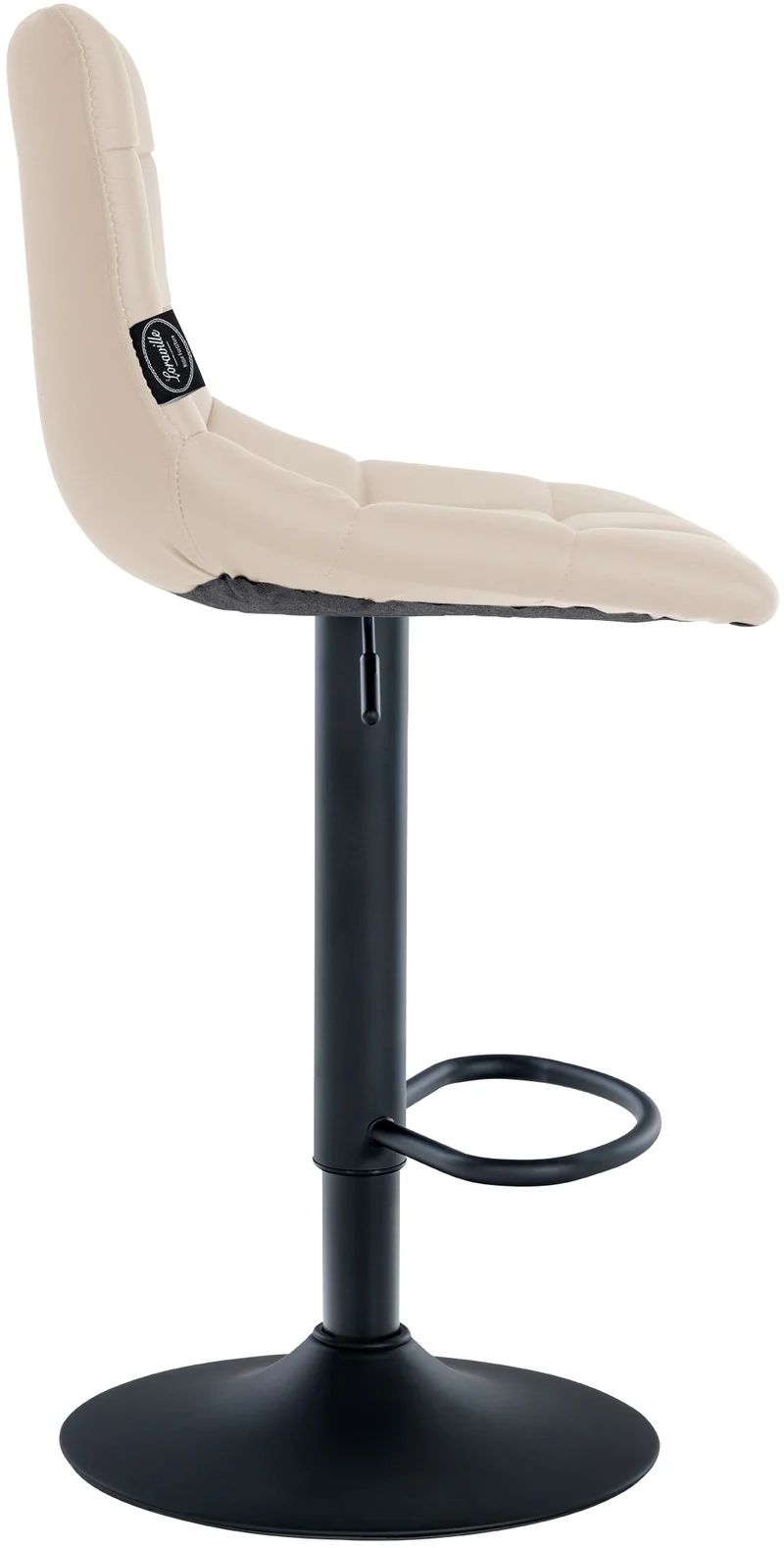 Tabouret de bar x1 moderne en PVC crème motif matelassé piètement trompette métal noir 10_0006274