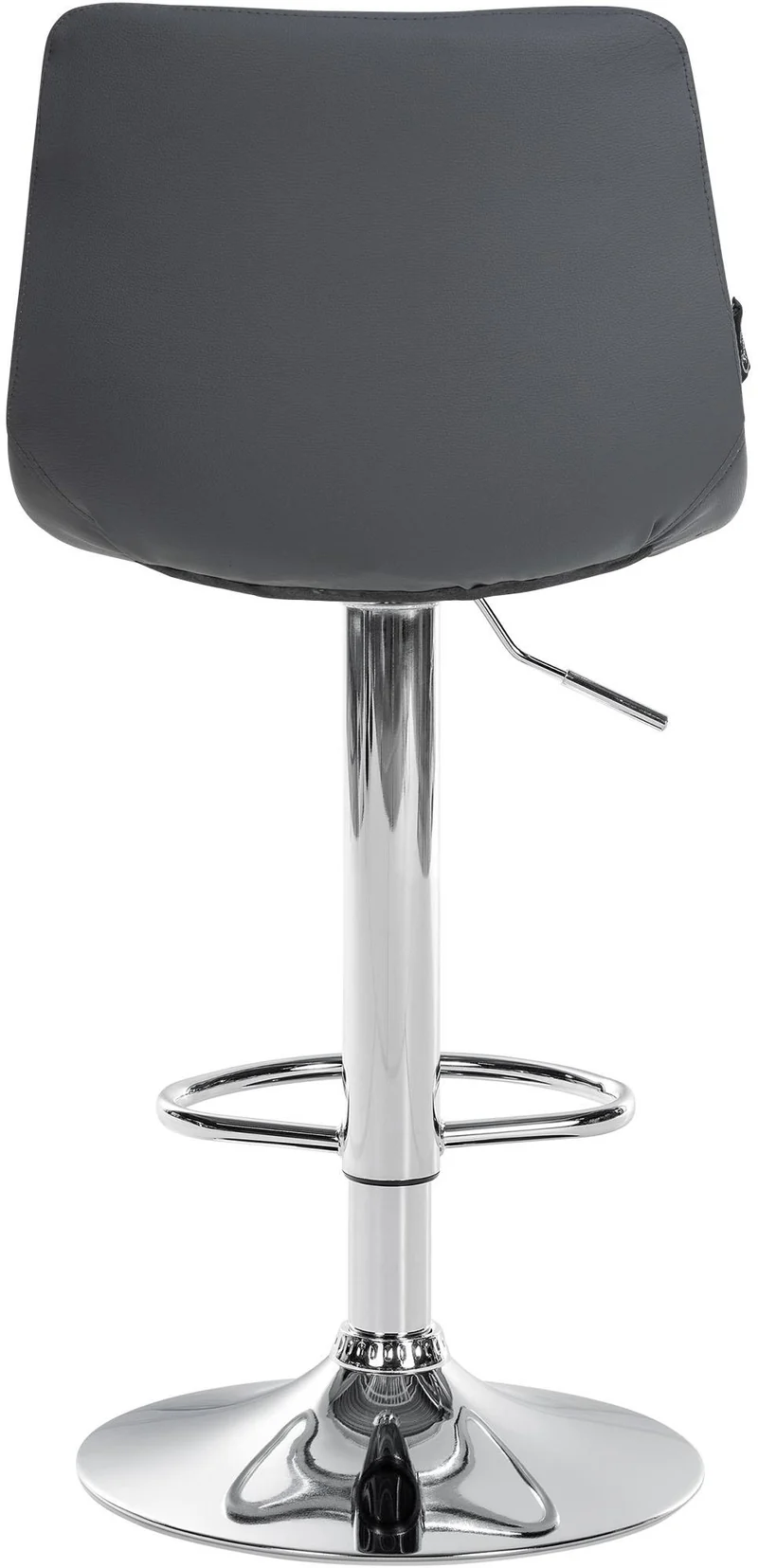 Tabouret de bar x1 moderne en PVC gris motif matelassé piètement trompette métal chromé 10_0005648