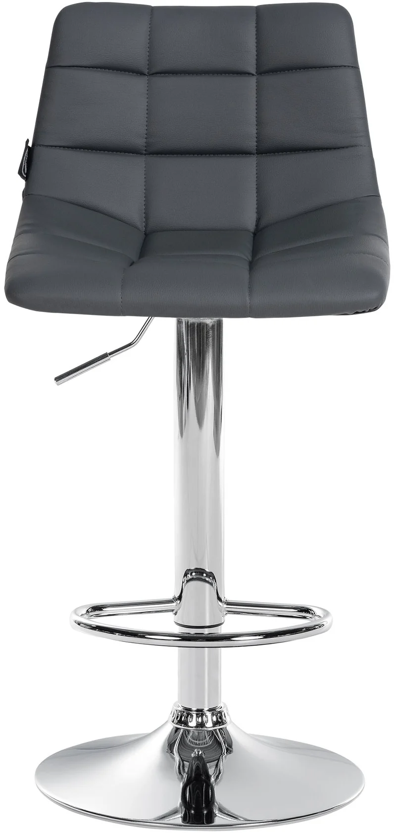 Tabouret de bar x1 moderne en PVC gris motif matelassé piètement trompette métal chromé 10_0005648