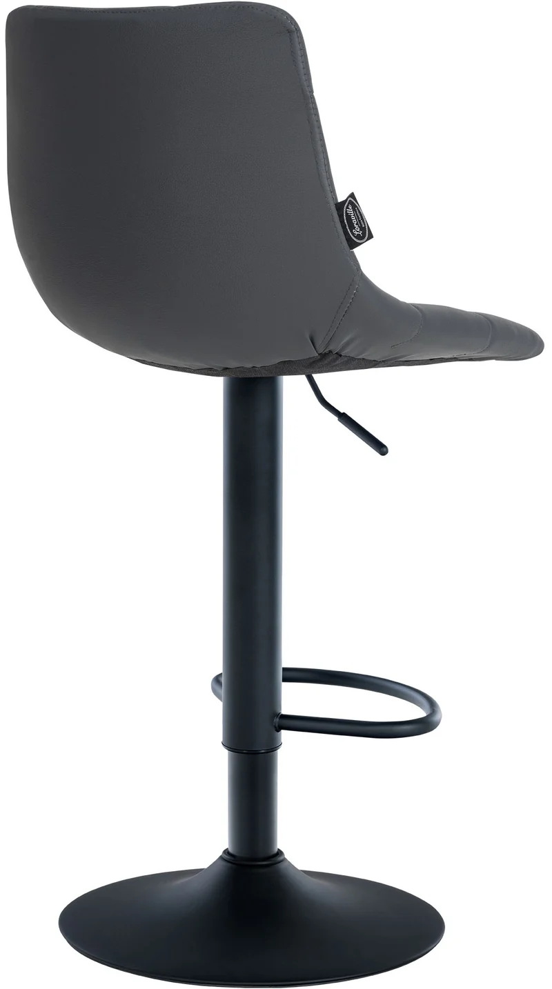 Lot de 2 tabourets de bar en synthétique gris base métal noir mat réglable en hauteur et repose-pieds TDB10636