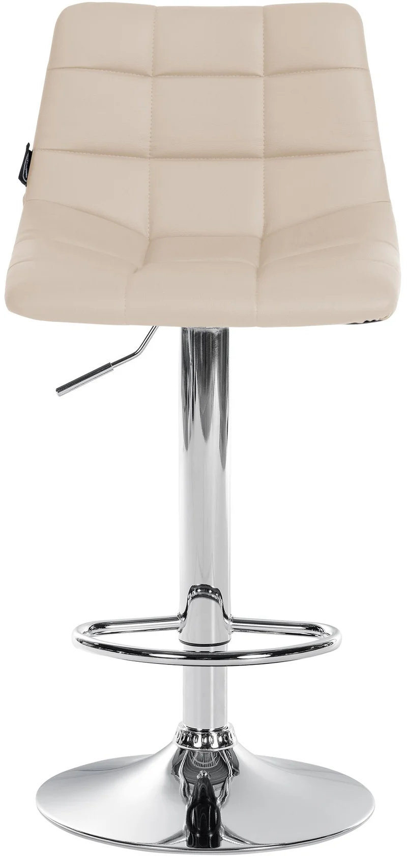 Tabouret de bar x1 moderne en PVC crème motif matelassé piètement trompette métal chromé 10_0006273