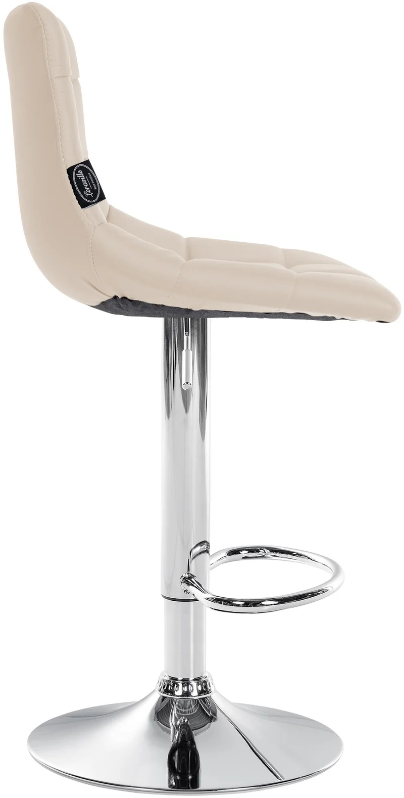 Tabouret de bar x1 moderne en PVC crème motif matelassé piètement trompette métal chromé 10_0006273