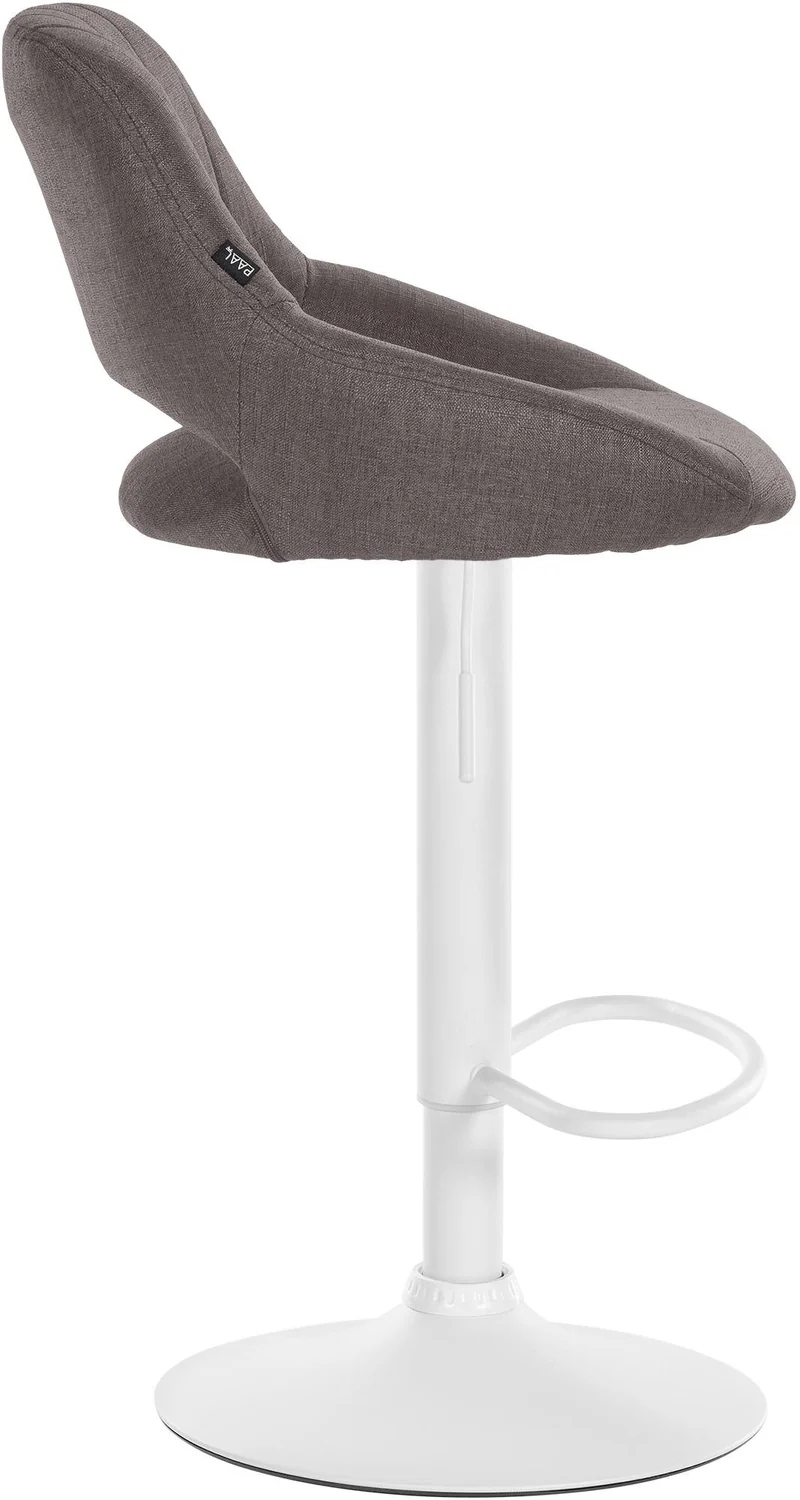 Lot de 2 tabourets de bar réglables en tissu gris foncé dossier ajouré et pied métal blanc 10_0006107