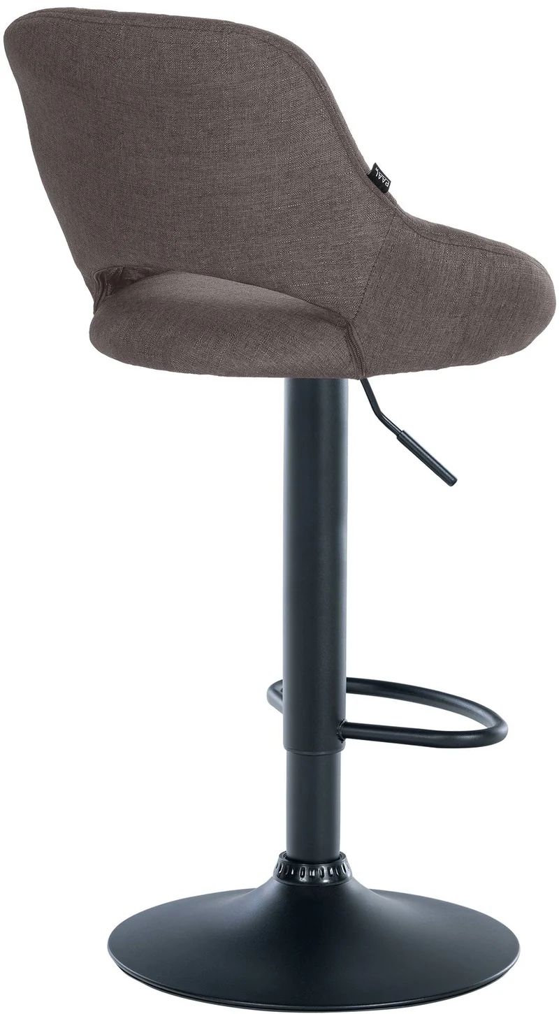 Lot de 2 tabourets de bar réglables en tissu gris foncé dossier ajouré et pied métal noir 10_0006106