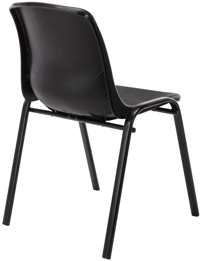 Chaise visiteur empilable salle d'attente en plastique noir et métal 10_0003729