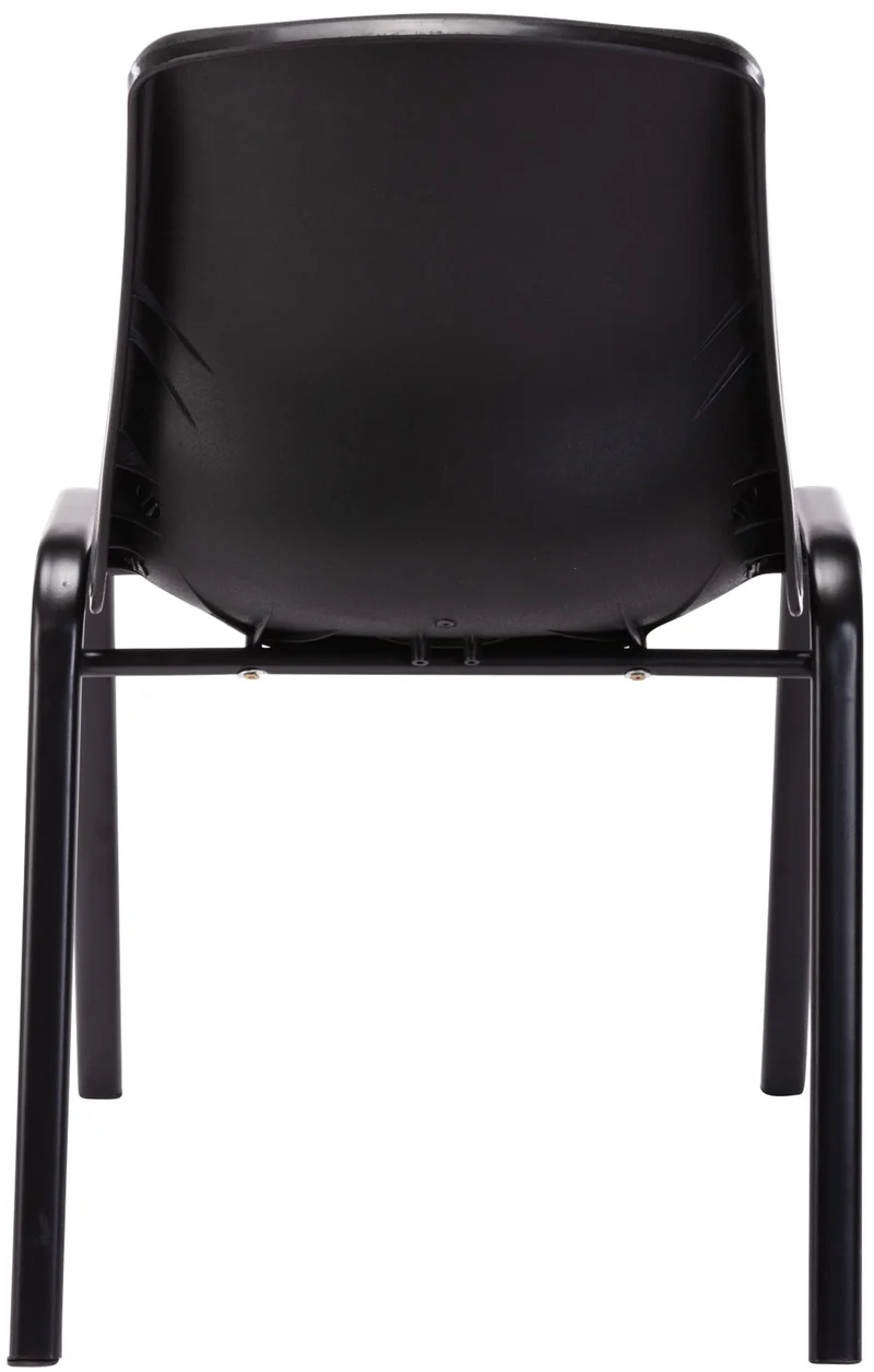 Chaise visiteur empilable salle d'attente en plastique noir et métal 10_0003729