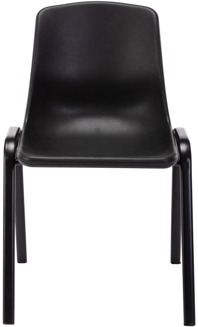 Chaise visiteur empilable salle d'attente en plastique noir et métal 10_0003729