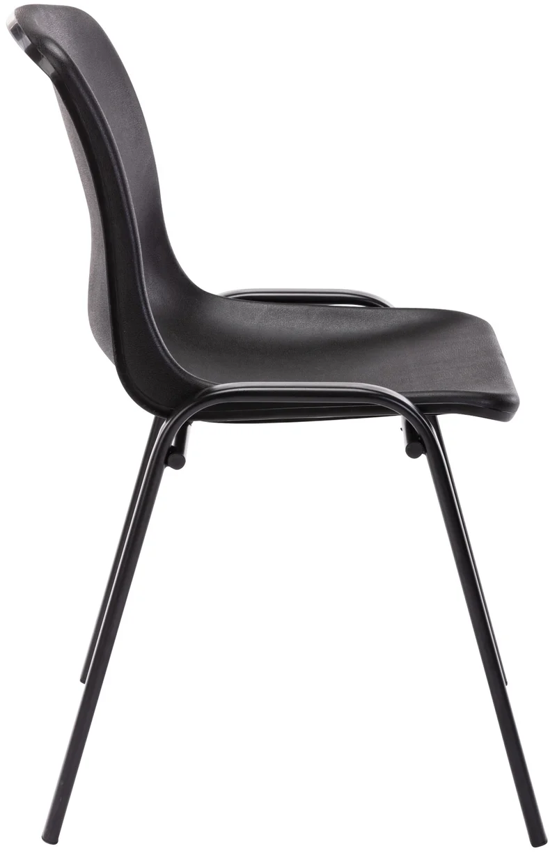 Chaise visiteur empilable salle d'attente en plastique noir et métal 10_0003729