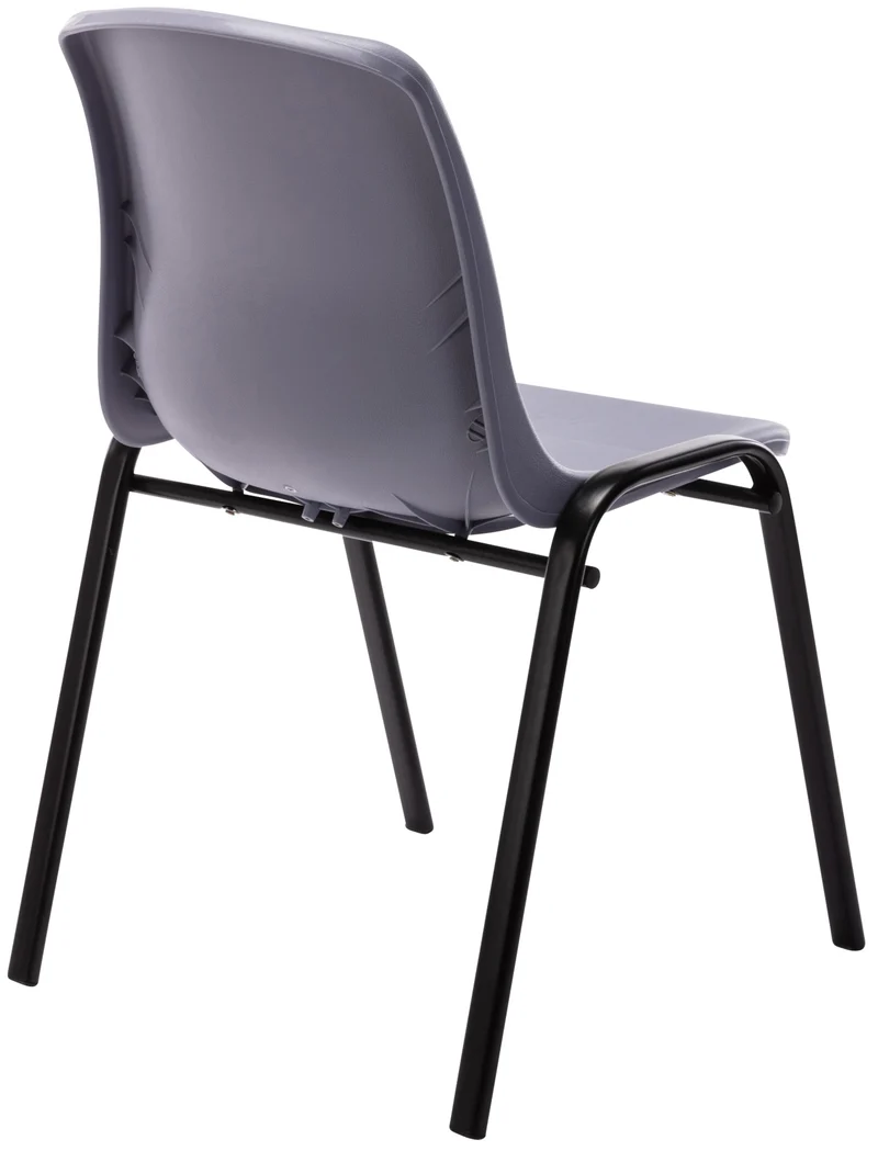 Chaise visiteur empilable salle d'attente en plastique gris et métal 10_0003730