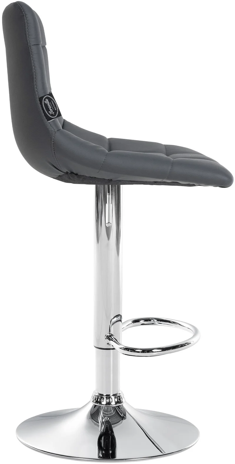 Lot de 2 tabourets de bar en synthétique gris base métal chromé réglable en hauteur et repose-pieds TDB10640