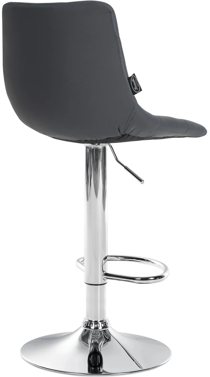 Lot de 2 tabourets de bar en synthétique gris base métal chromé réglable en hauteur et repose-pieds TDB10640