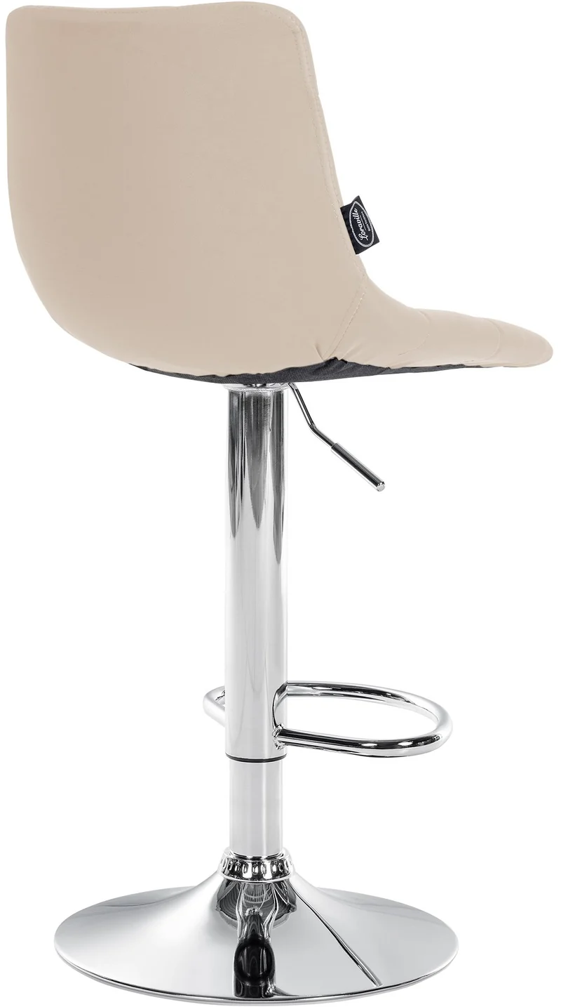 Lot de 2 tabourets de bar en synthétique crème base métal chromé réglable en hauteur et repose-pieds TDB10639