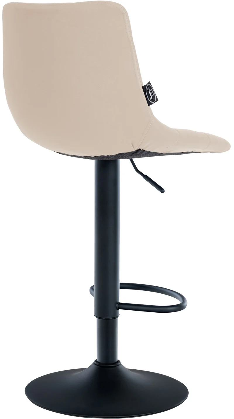 Lot de 2 tabourets de bar en synthétique crème base métal noir mat réglable en hauteur et repose-pieds TDB10635