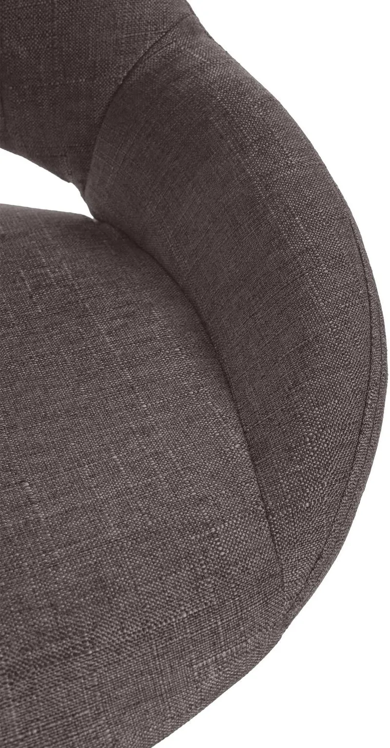 Tabouret de bar x1 réglable en hauteur en tissu gris dossier ajouré et pied métal noir 10_0005728