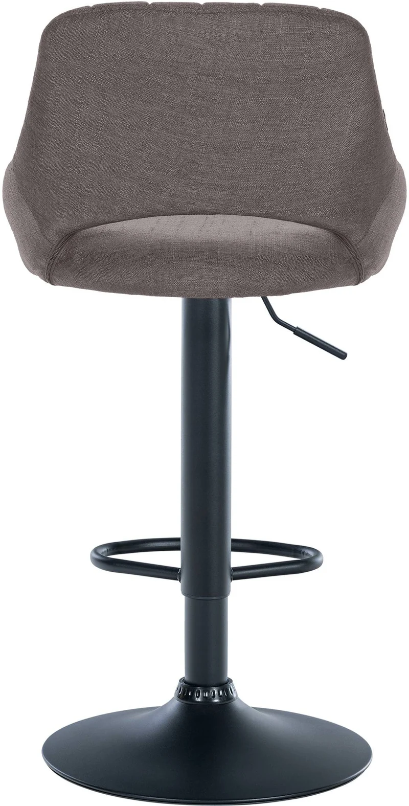 Tabouret de bar x1 réglable en hauteur en tissu gris dossier ajouré et pied métal noir 10_0005728