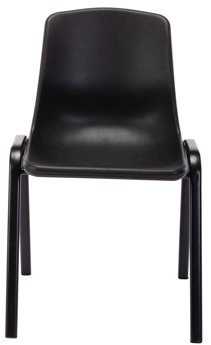 Lot de 4 chaises visiteur empilable salle d'attente en plastique noir et métal 10_0003206