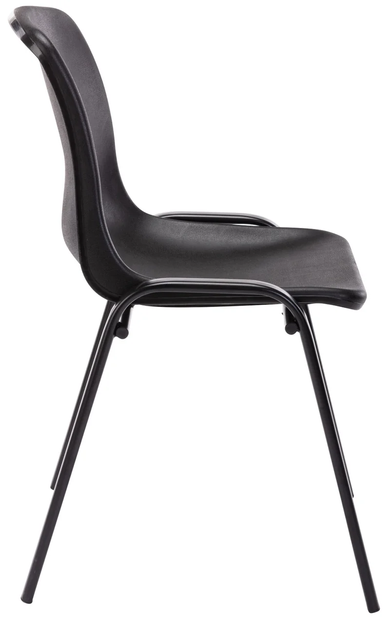 Lot de 4 chaises visiteur empilable salle d'attente en plastique noir et métal 10_0003206