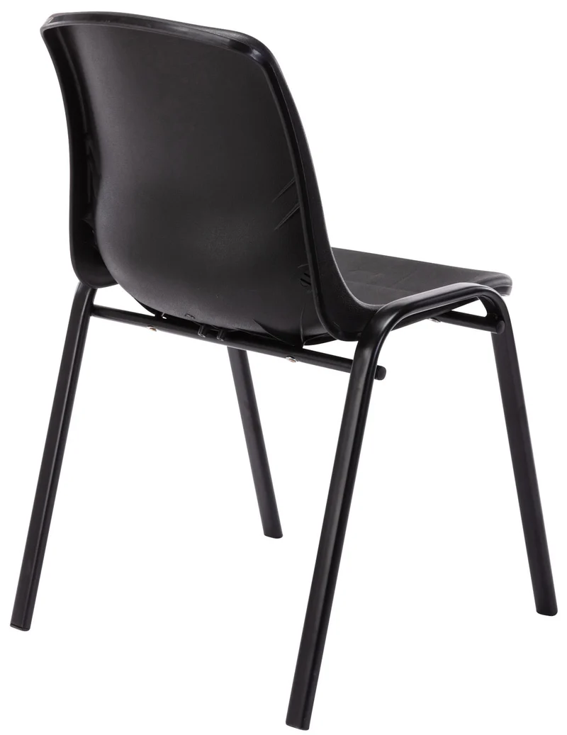 Lot de 4 chaises visiteur empilable salle d'attente en plastique noir et métal 10_0003206