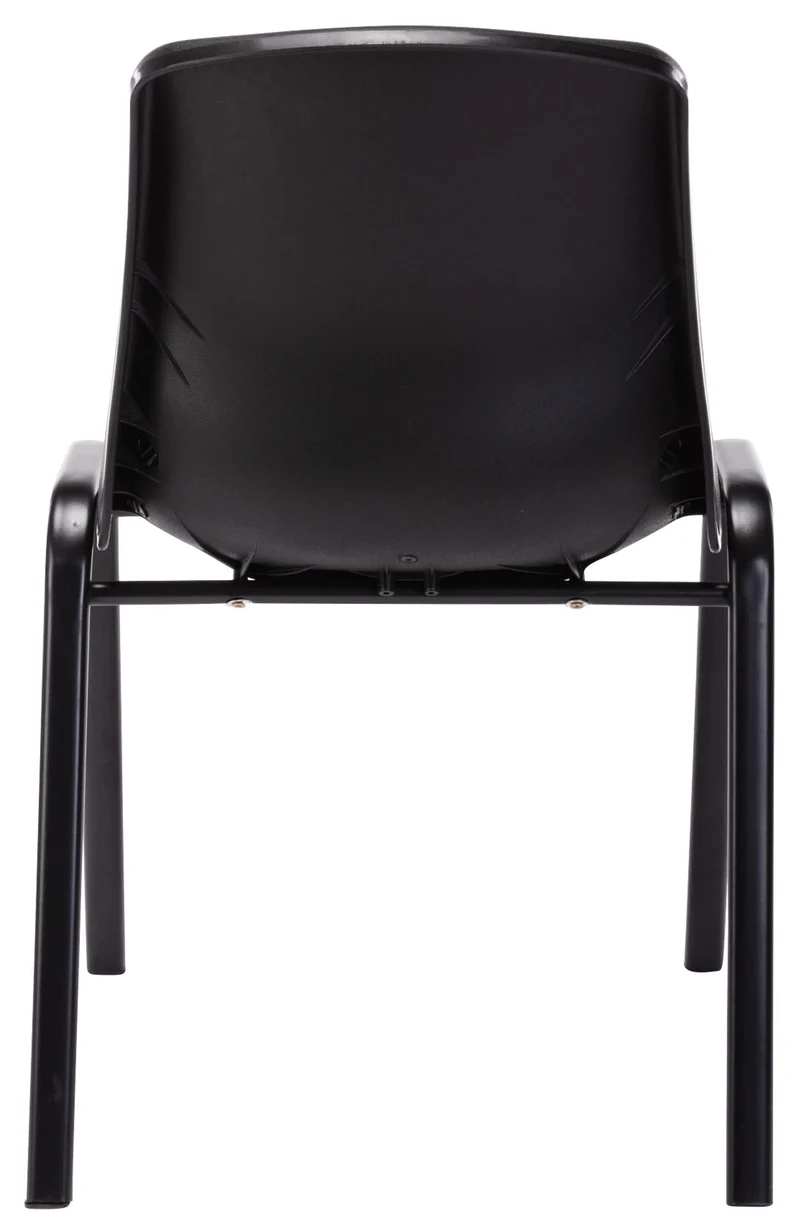 Lot de 4 chaises visiteur empilable salle d'attente en plastique noir et métal 10_0003206