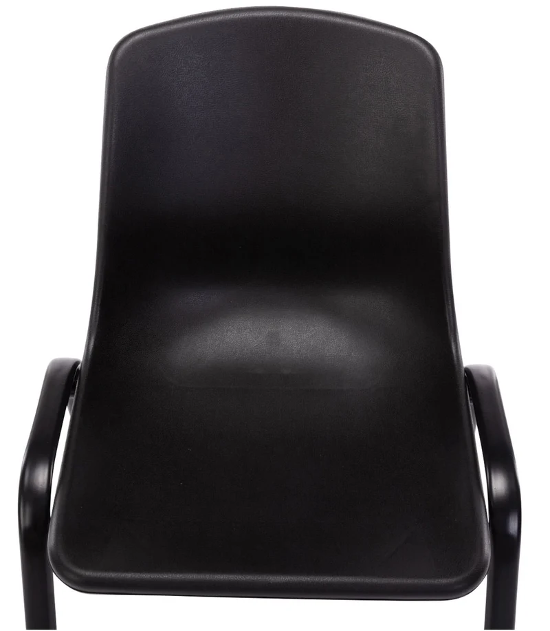 Lot de 4 chaises visiteur empilable salle d'attente en plastique noir et métal 10_0003206