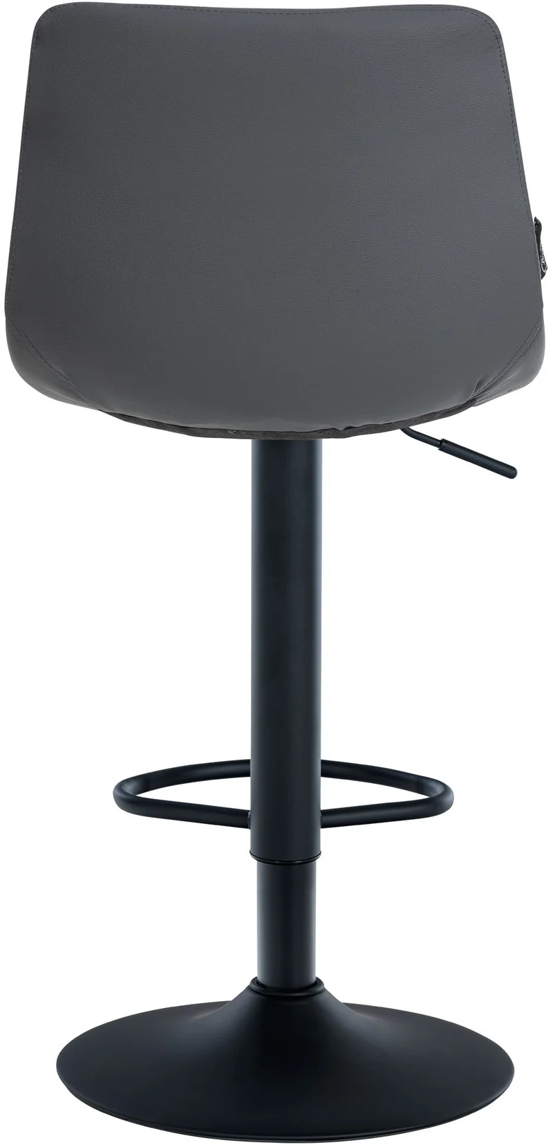 Tabouret de bar x1 moderne en PVC gris motif matelassé piètement trompette métal noir 10_0005651