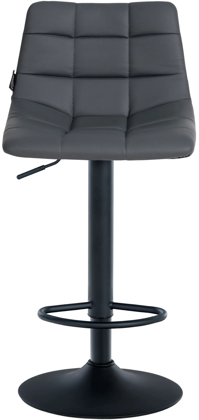 Tabouret de bar x1 moderne en PVC gris motif matelassé piètement trompette métal noir 10_0005651