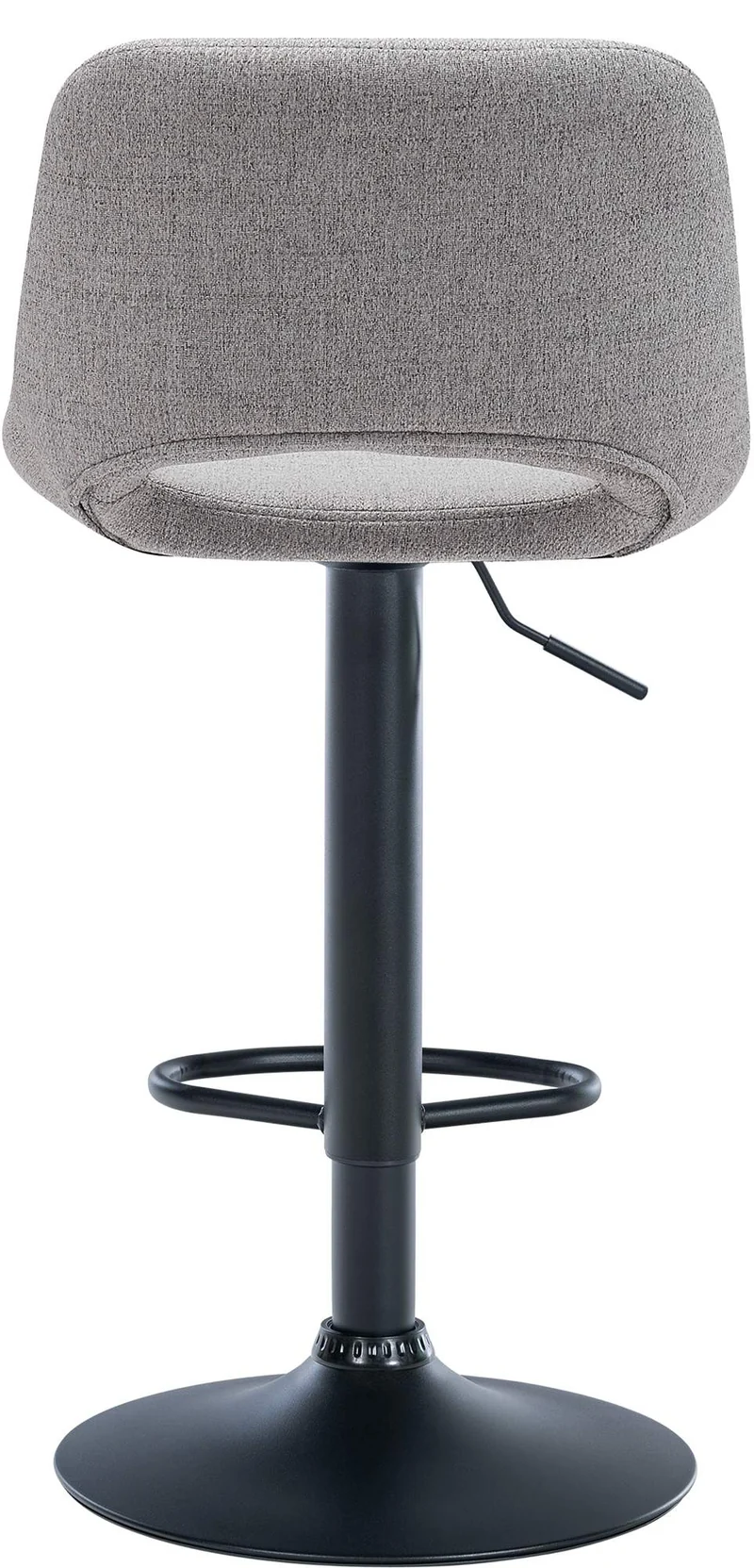 Tabouret de bar chaise haute x1 avec repose-pieds en tissu gris clair piètement métallique noir 10_0004615
