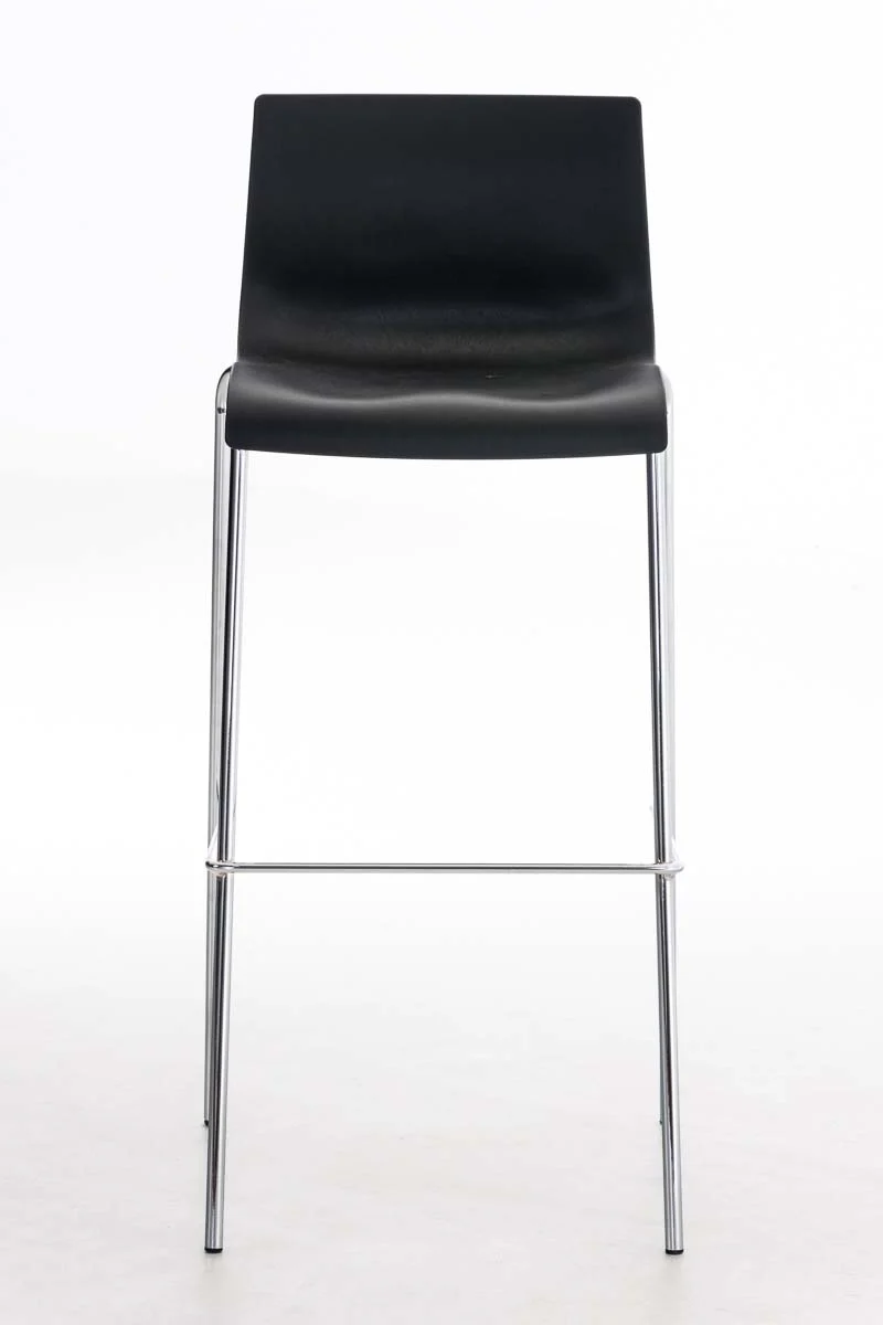Tabouret de bar avec repose-pieds dossier incurvé en plastique noir et 4 pieds en métal chromé 10_0004939