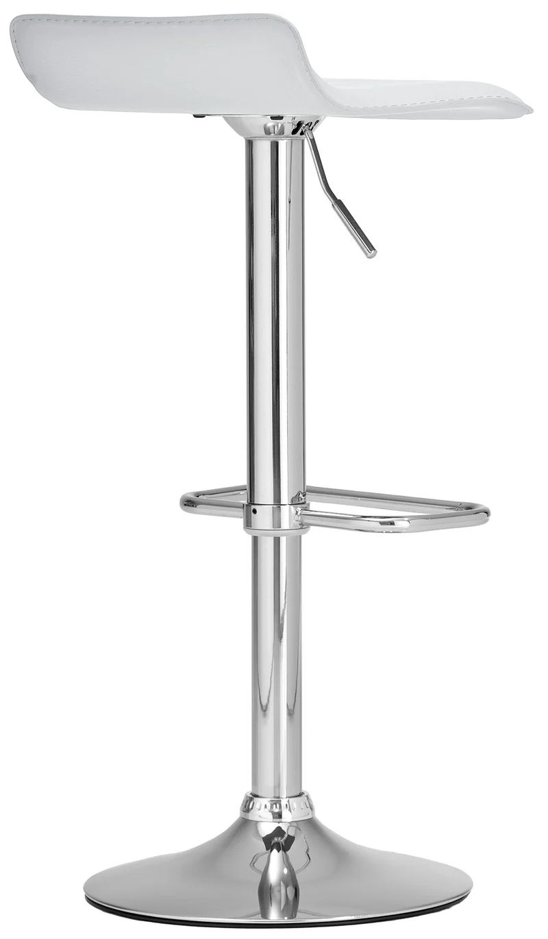 Tabouret de bar x1 avec repose-pieds siège pivotant à 360° design simple PVC blanc et métal chromé 10_0004798