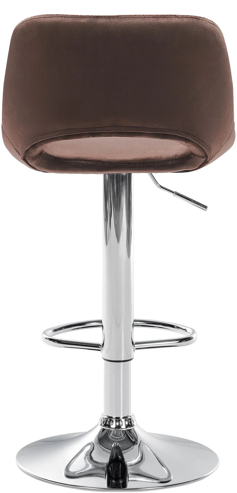 Tabouret de bar chaise haute x1 avec repose-pieds en velours marron piètement métallique chromé 10_0004594