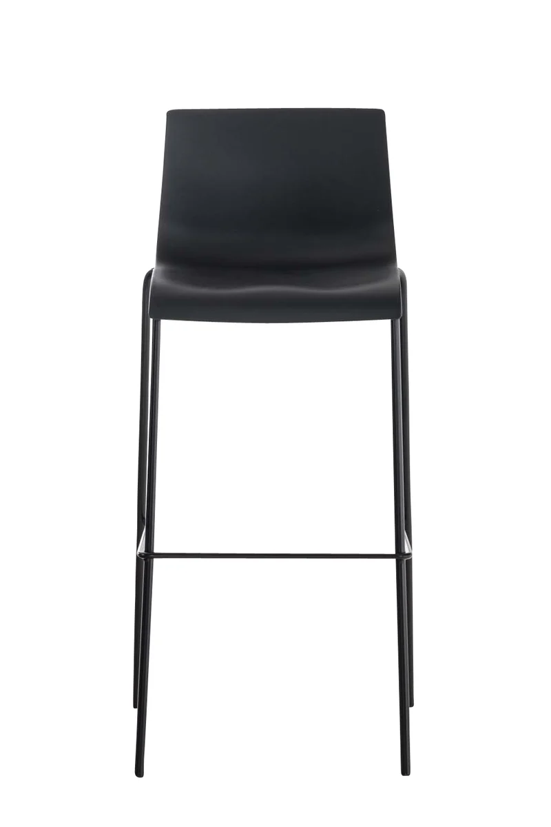Tabouret de bar avec repose-pieds dossier incurvé en plastique noir et 4 pieds en métal noir 10_0004929