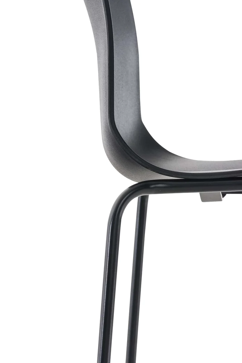 Tabouret de bar avec repose-pieds dossier incurvé en plastique noir et 4 pieds en métal noir 10_0004929