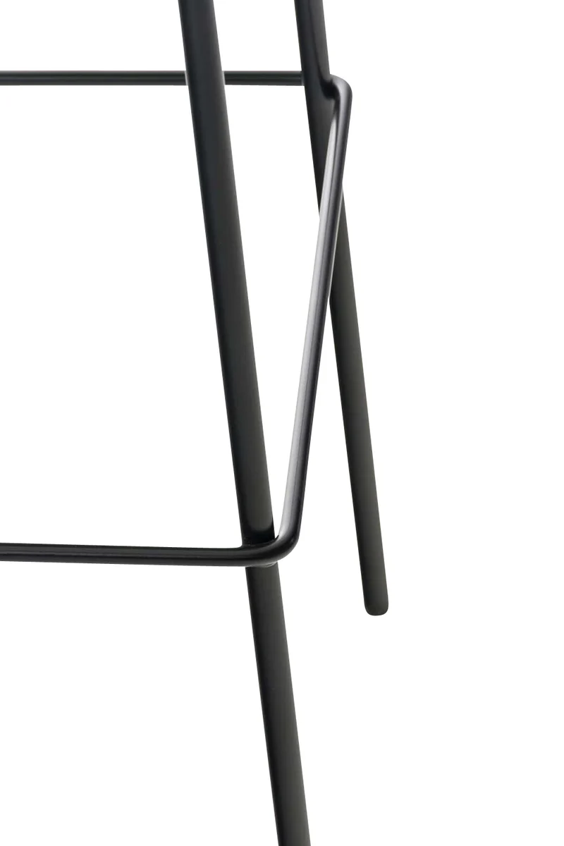 Tabouret de bar avec repose-pieds dossier incurvé en plastique noir et 4 pieds en métal noir 10_0004929