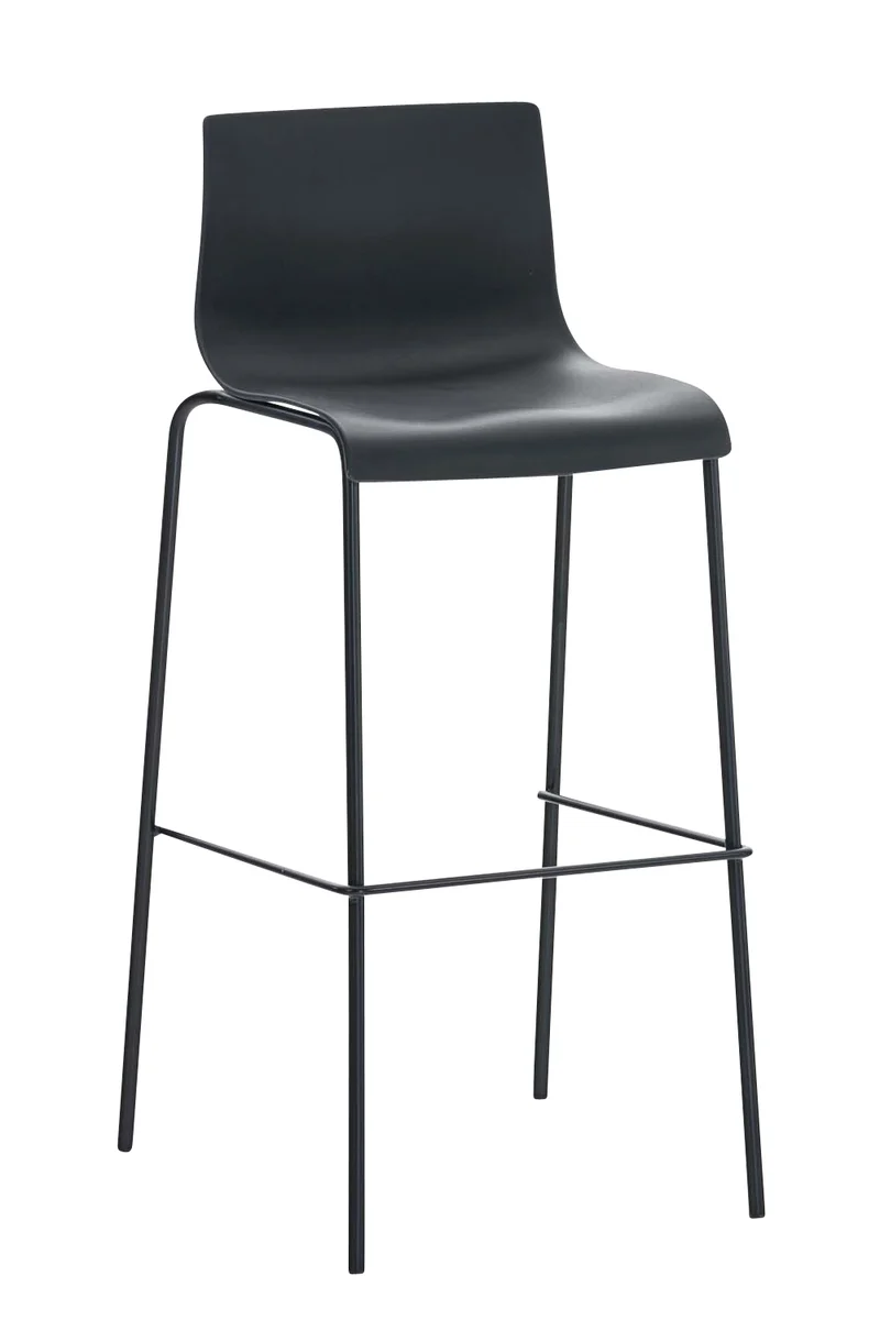 Lot de 2 tabourets de bar en tissu plastique noir cadre métallique noir à quatre pieds style chic et moderne 10_0005569