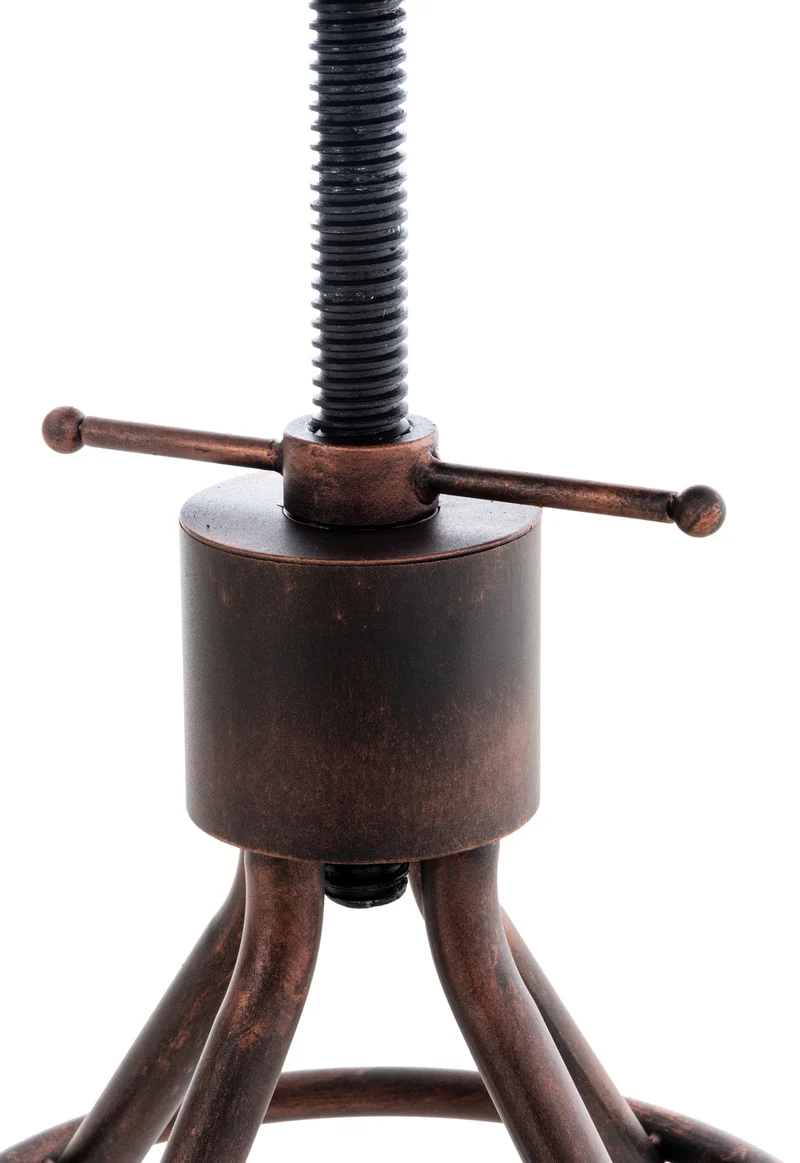 Lot de 2 tabourets de bar industriels en bois et métal bronze – Réglables en hauteur avec dossier et repose-pieds 10_0006486