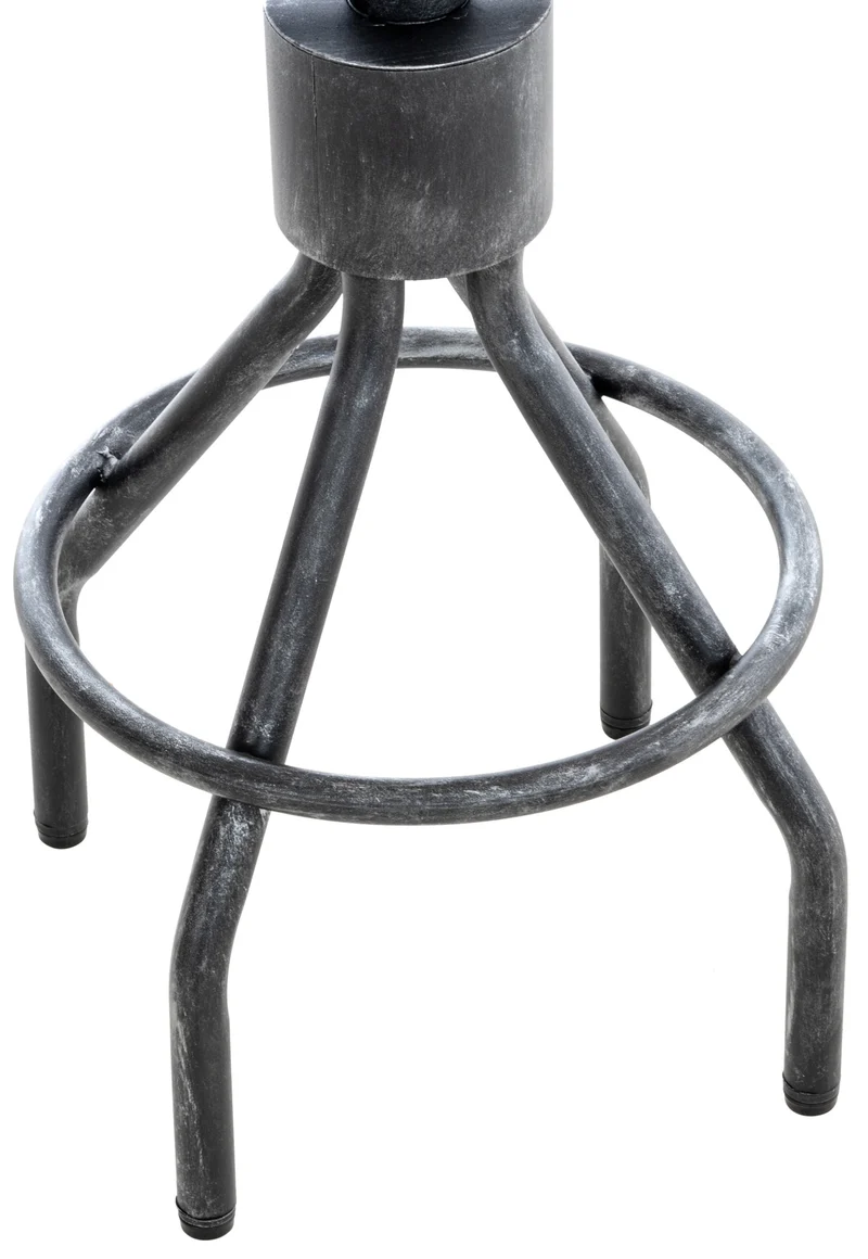 Lot de 2 tabourets de bar industriels en bois et métal argenté – Réglables en hauteur avec dossier et repose-pieds 10_0006428