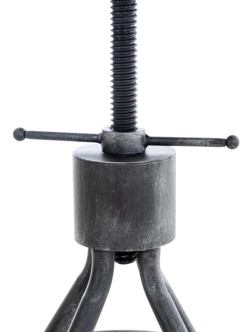 Lot de 2 tabourets de bar industriels en bois et métal argenté – Réglables en hauteur avec dossier et repose-pieds 10_0006428