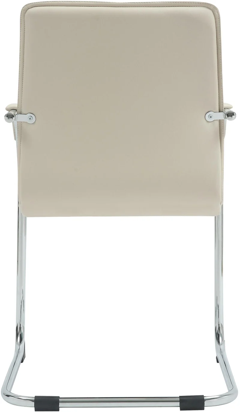Chaise visiteur cantilever en similicuir crème avec accoudoirs assise rembourrée cadre métal bureau et salle d’attente 10_0008870