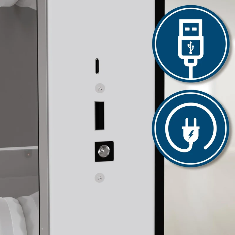 Coiffeuse avec miroir LED – 3 tiroirs avec plateau en verre ports USB A & C – en bois blanc 10_0008626