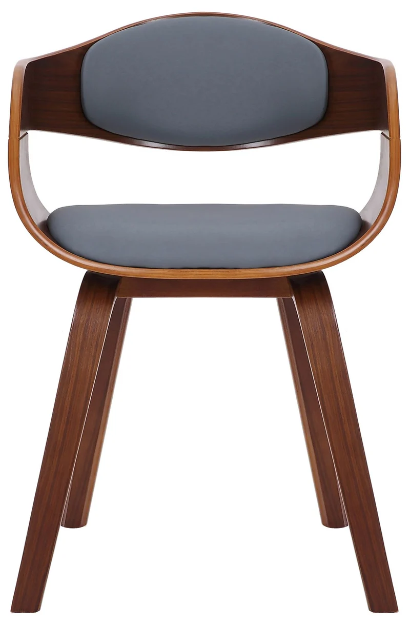 Lot de 2 chaises de salle à manger design retro en tissu gris structure en bois noyer 10_0007562