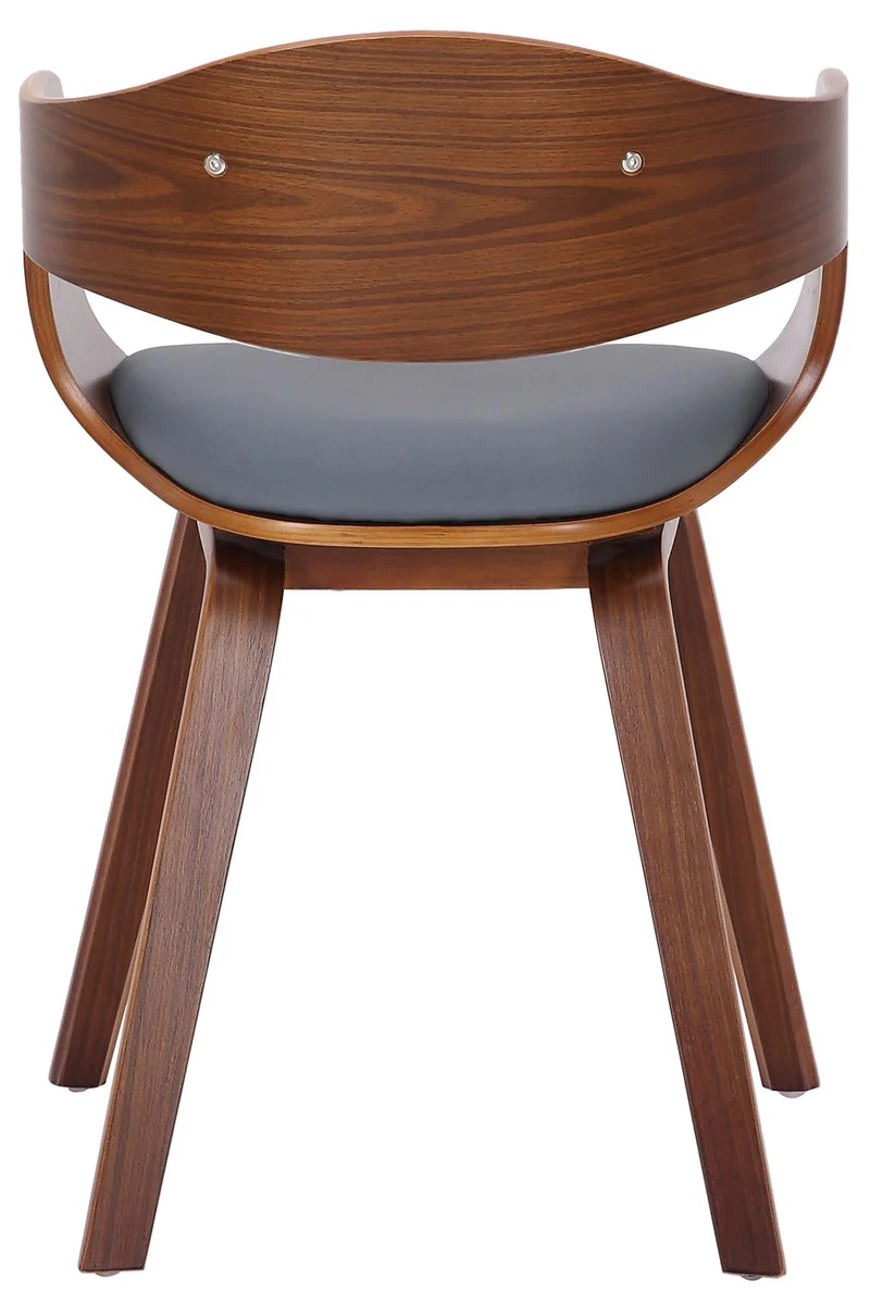 Lot de 2 chaises de salle à manger design retro en tissu gris structure en bois noyer 10_0007562