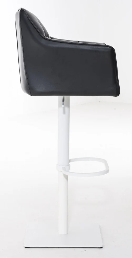 Lot de 2 tabourets de bar pivotants similicuir noir cadre métal blanc – Assise fauteuil rembourrée avec accoudoirs – Hauteur réglable 10_0006620
