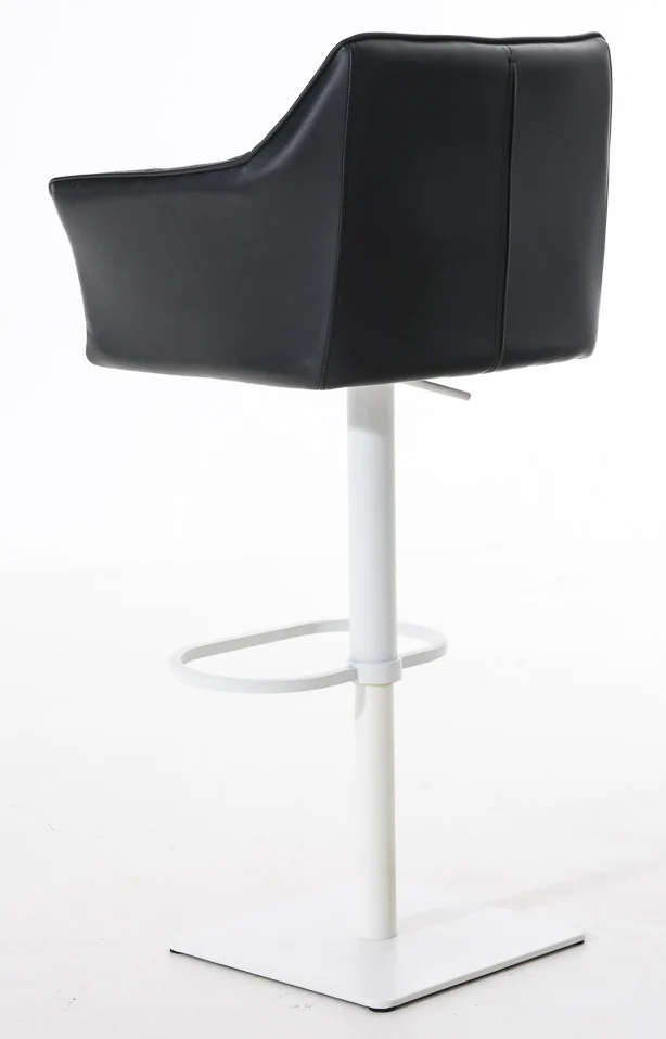 Lot de 2 tabourets de bar pivotants similicuir noir cadre métal blanc – Assise fauteuil rembourrée avec accoudoirs – Hauteur réglable 10_0006620