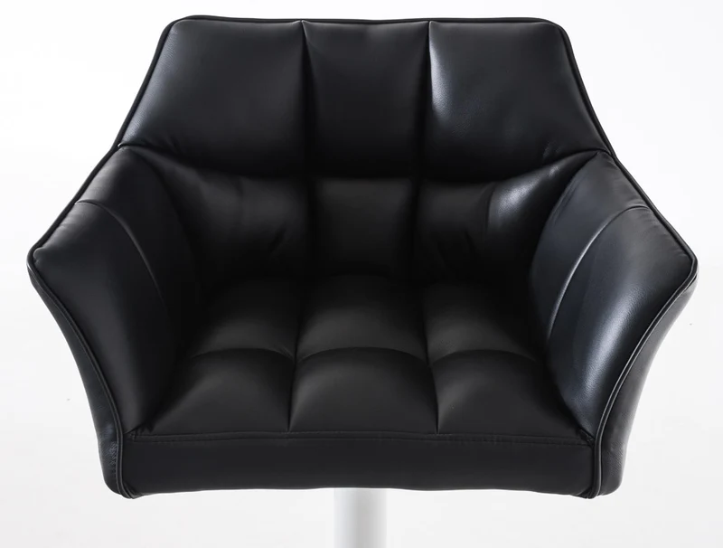 Lot de 2 tabourets de bar pivotants similicuir noir cadre métal blanc – Assise fauteuil rembourrée avec accoudoirs – Hauteur réglable 10_0006620