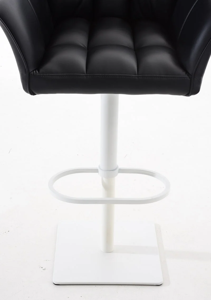 Lot de 2 tabourets de bar pivotants similicuir noir cadre métal blanc – Assise fauteuil rembourrée avec accoudoirs – Hauteur réglable 10_0006620